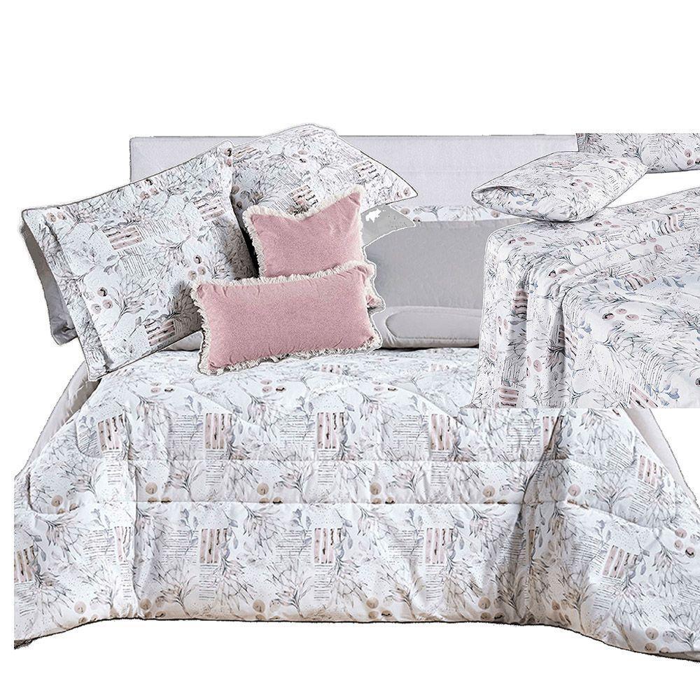 Kit Coordenado Edredom, Cobre Leito E Lençol Sensuale Super King Protea 8 Peças - 80% Algodão, 20% Poliéster - 1