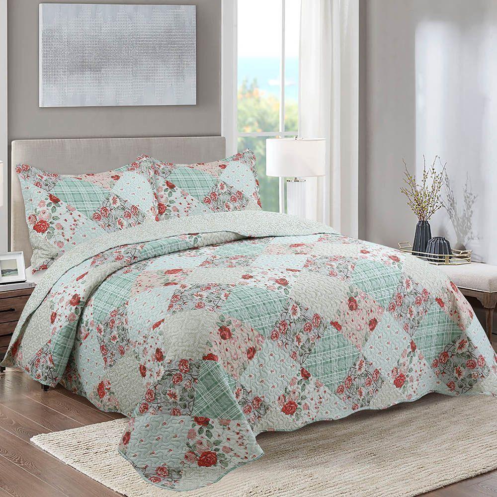 Kit Cobre Leito Colcha King Boutik Dupla Face - Brenda - 100% Poliéster - 2