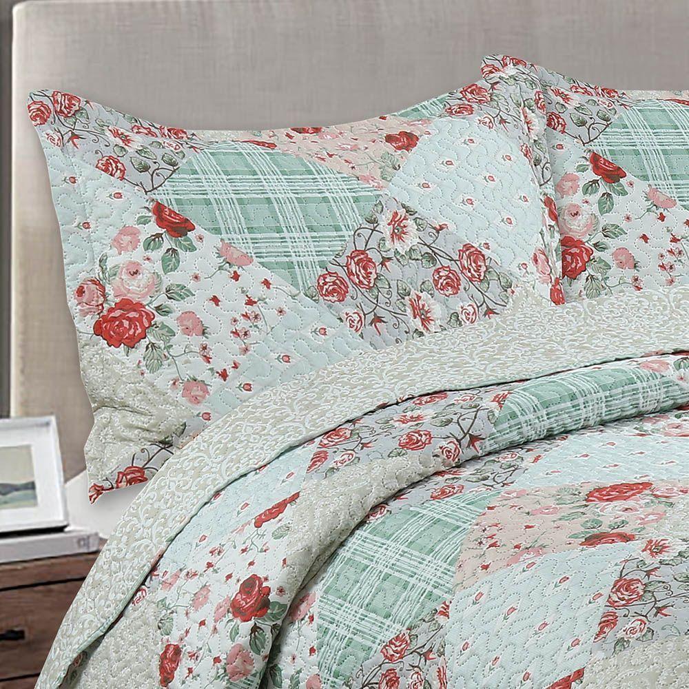 Kit Cobre Leito Colcha King Boutik Dupla Face - Brenda - 100% Poliéster - 3