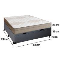 Cama Box Baú Casal Sintético + Colchão De Molas Ensacadas Portobel Ipanema - 138x188x66cm Cinza - 3