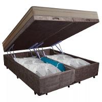 Cama Box Baú Casal Bipartido Suede + Colchão De Molas Ensacadas Portobel Ipanema - 138x188x66cm Marrom - 6