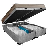 Cama Box Baú Casal Bipartido Suede + Colchão De Molas Ensacadas Portobel Ipanema - 138x188x66cm Cinza - 7