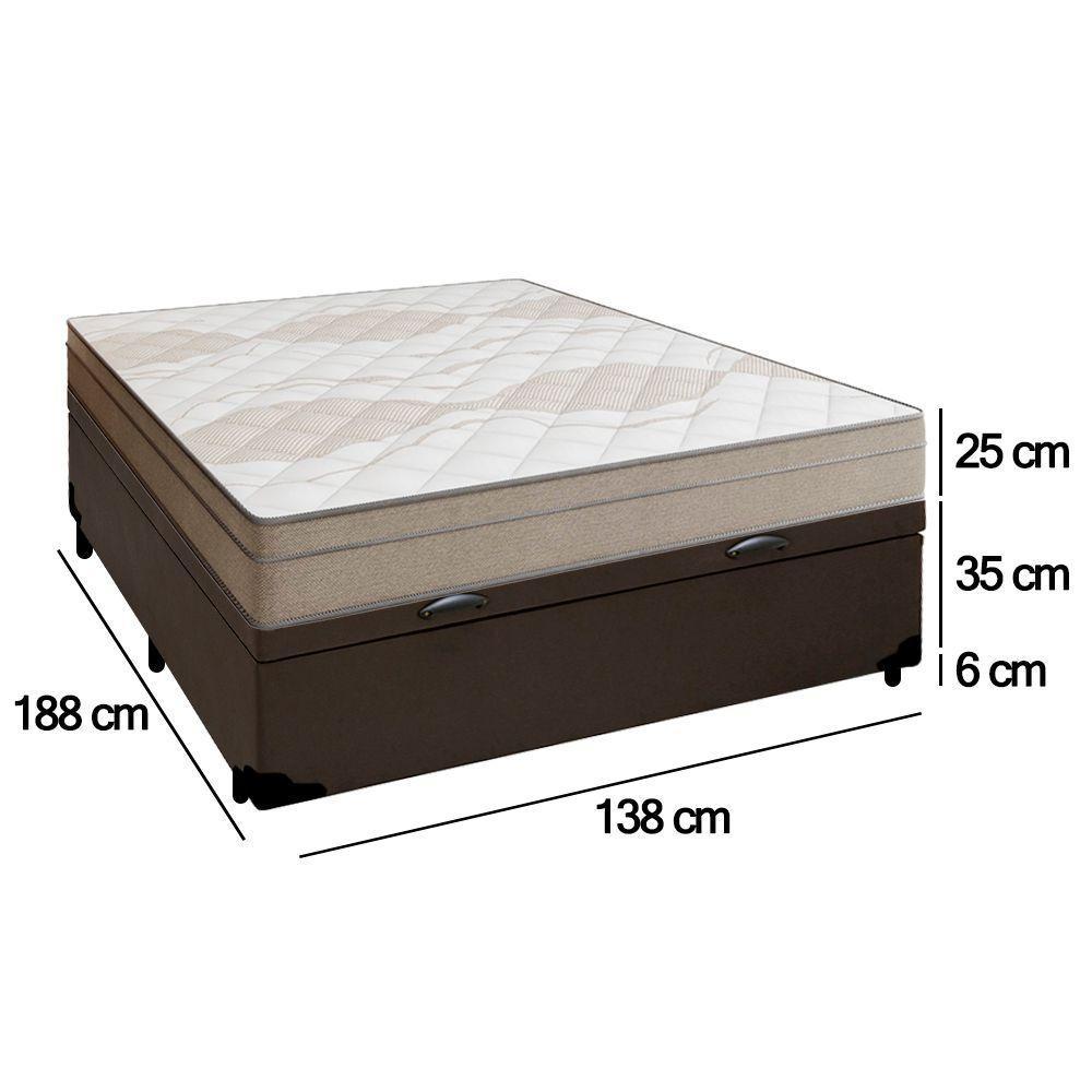 Cama Box Baú Casal Sintético + Colchão De Molas Ensacadas Portobel Ipanema - 138x188x66cm Marrom - 3