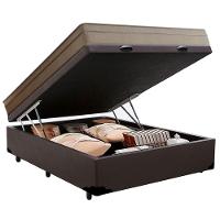 Cama Box Baú Casal Sintético + Colchão De Molas Ensacadas Portobel Ipanema - 138x188x66cm Marrom - 6