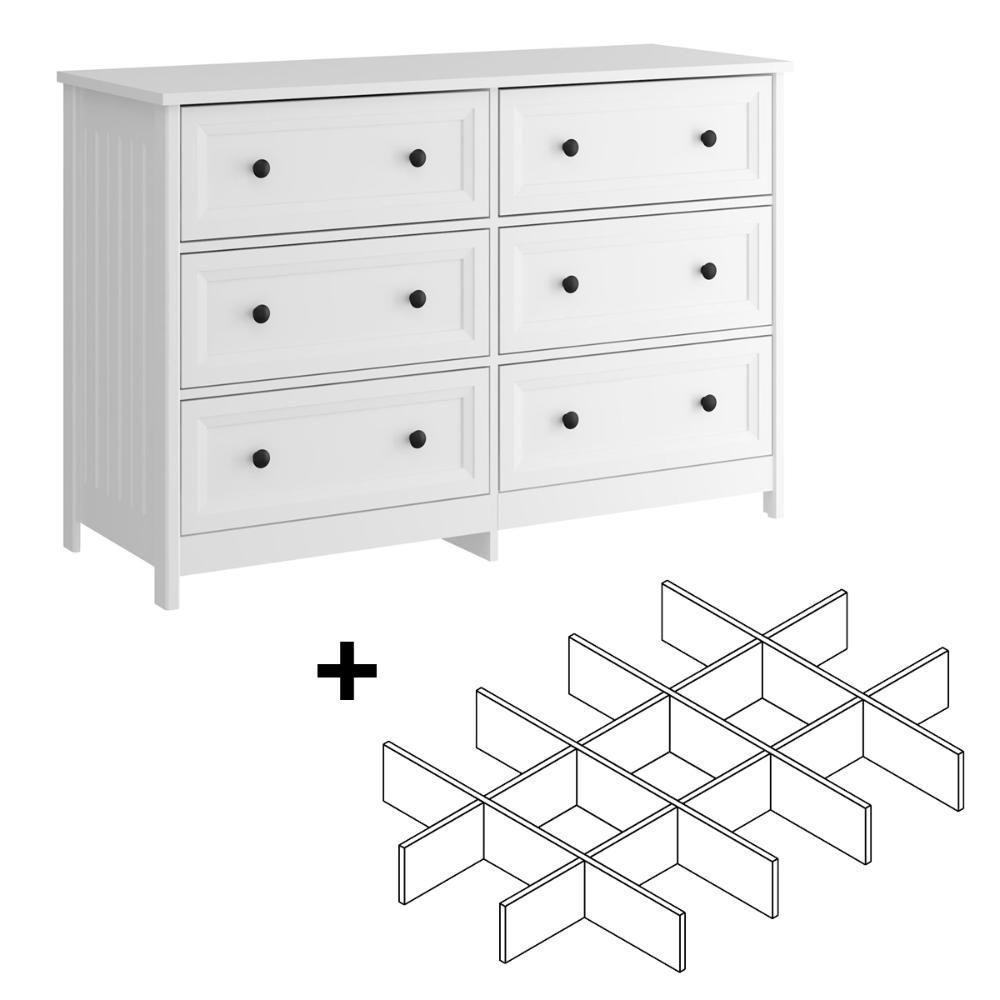 Cômoda 6 Gavetas Com Divisoria Ditália Dm-217 Branco - 2