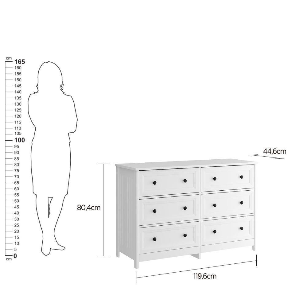 Cômoda 6 Gavetas Com Divisoria Ditália Dm-217 Branco - 8