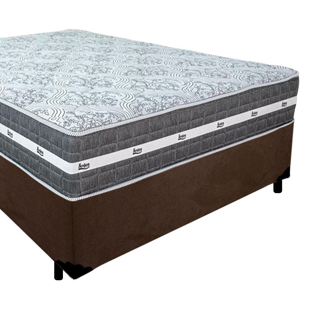 Cama Box Casal Suede + Colchão Anjos Black Graphite Molas Ensacadas 138x188x64cm Marrom - 7