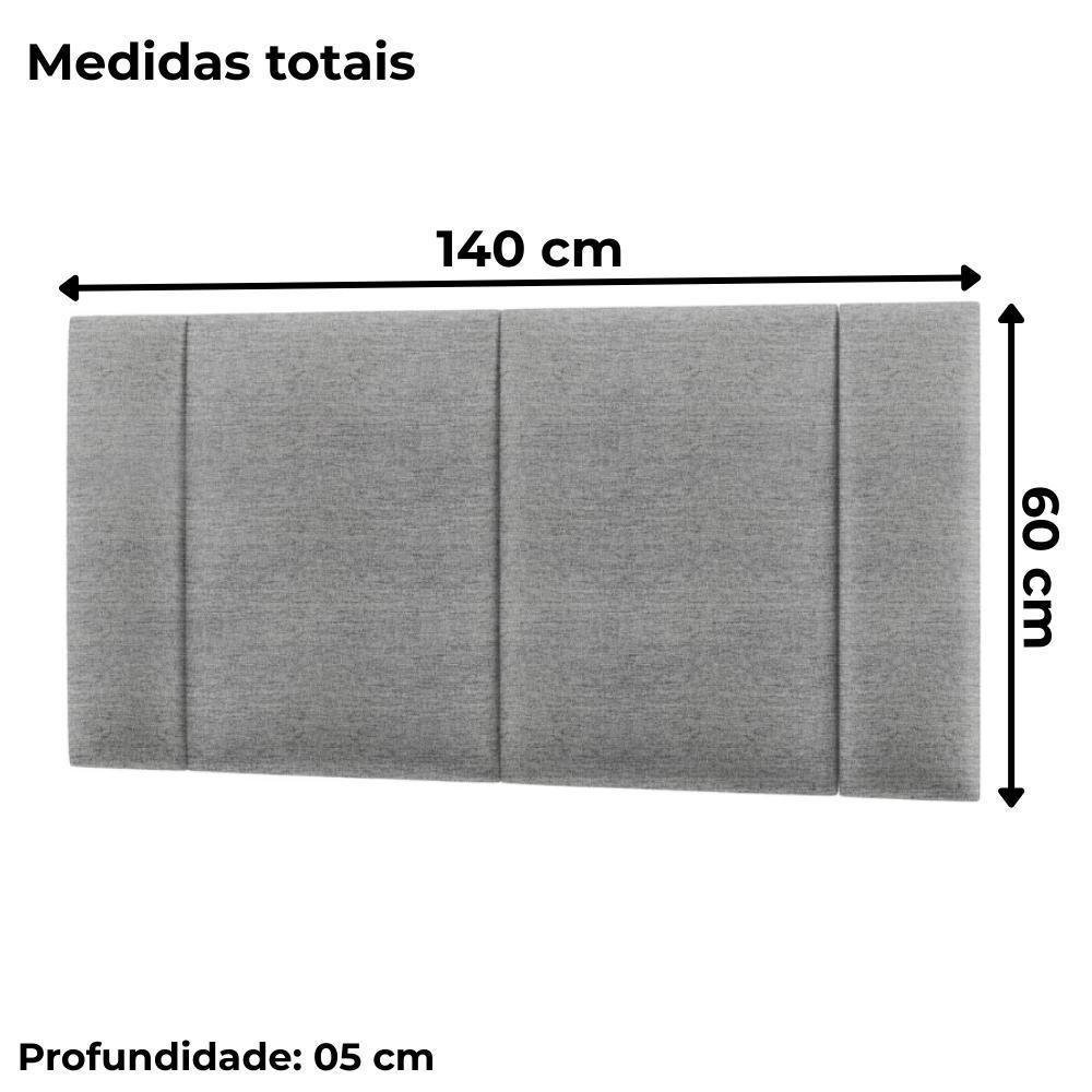 Cabeceira Modulada Casal 140 Cm Com Led Linho Cinza Milani Store Cinza - 3