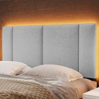 Cabeceira Modulada Casal 140 Cm Com Led Linho Cinza Milani Store Cinza - 2
