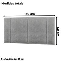 Cabeceira Modulada Casal 140 Cm Com Led Linho Cinza Milani Store Cinza - 3