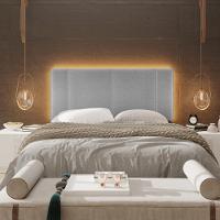 Cabeceira Modulada Casal 140 Cm Com Led Linho Cinza Milani Store Cinza - 7