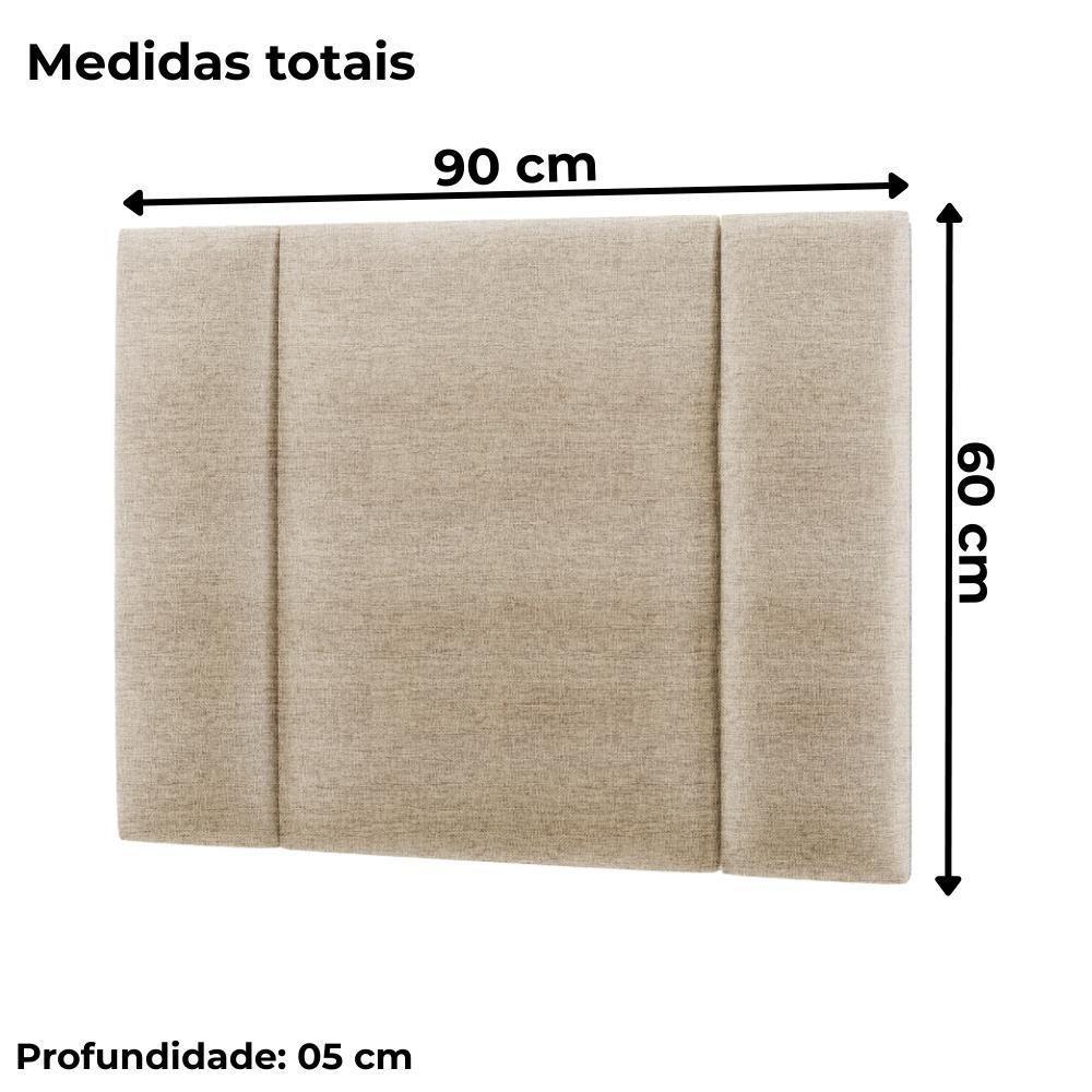 Cabeceira Modulada Solteiro 90 Cm Com Led Linho Bege Milani Store Bege - 3