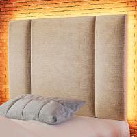 Cabeceira Modulada Solteiro 90 Cm Com Led Linho Bege Milani Store Bege - 2