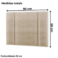 Cabeceira Modulada Solteiro 90 Cm Com Led Linho Bege Milani Store Bege - 3