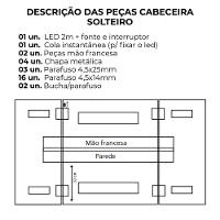 Cabeceira Modulada Solteiro 90 Cm Com Led Linho Bege Milani Store Bege - 6