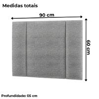 Cabeceira Modulada Solteiro 90 Cm Com Led Linho Cinza Milani Store Cinza - 6