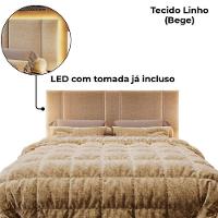 Cabeceira Modulada Queen 160 Cm Com Led Linho Bege Milani Store Bege - 5