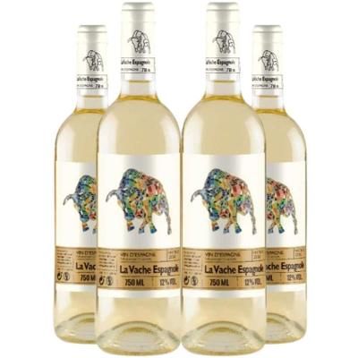 Vinho Branco La Vache Espagnole Macabeo 750ml Kit 4 Garrafas