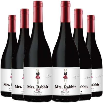 Kit 6 Garrafas Vinho Tinto Mrs. Rabbit Pinot Noir 750ml