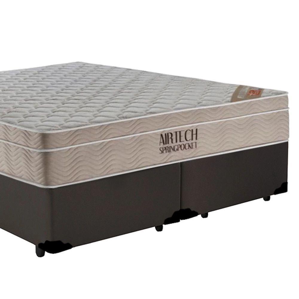 Cama Box King Bipartido Sintético + Colchão Ortobom Airtech Molas Ensacadas 193x203x65 Marrom - 6