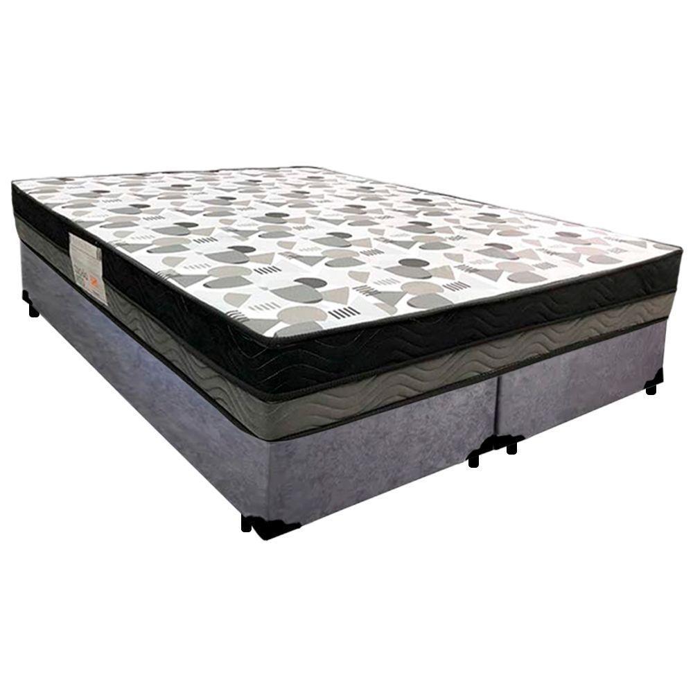 Cama Box Casal Suede Bipartido + Colchão Ortobom Iso Dupla Face 138x188x60 Cinza - 2