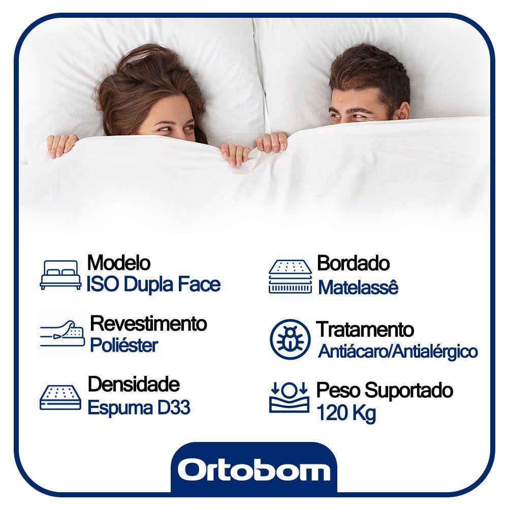 Cama Box Casal Sintético Bipartido + Colchão Ortobom Iso Dupla Face 138x188x60 Cinza - 5