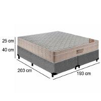Cama Box King Bipartido Suede + Colchão Ortobom Airtech Molas Ensacadas 193x203x65 Cinza - 2
