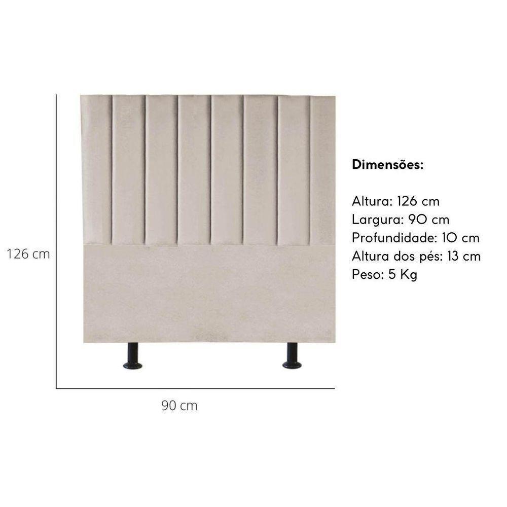 Cabeceira Estofada Cama Solteiro 90 Cm Luna Suede E Frame bege - 4