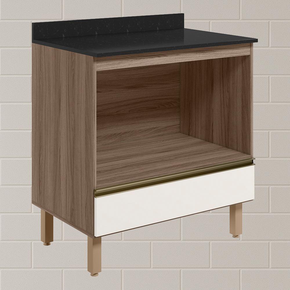 Balcao Nicho Forno 80cm Mdf Kali 16406 Carvalho Toq Off White Cetim Nicioli Carvalho Toq Off White Cetim - 2