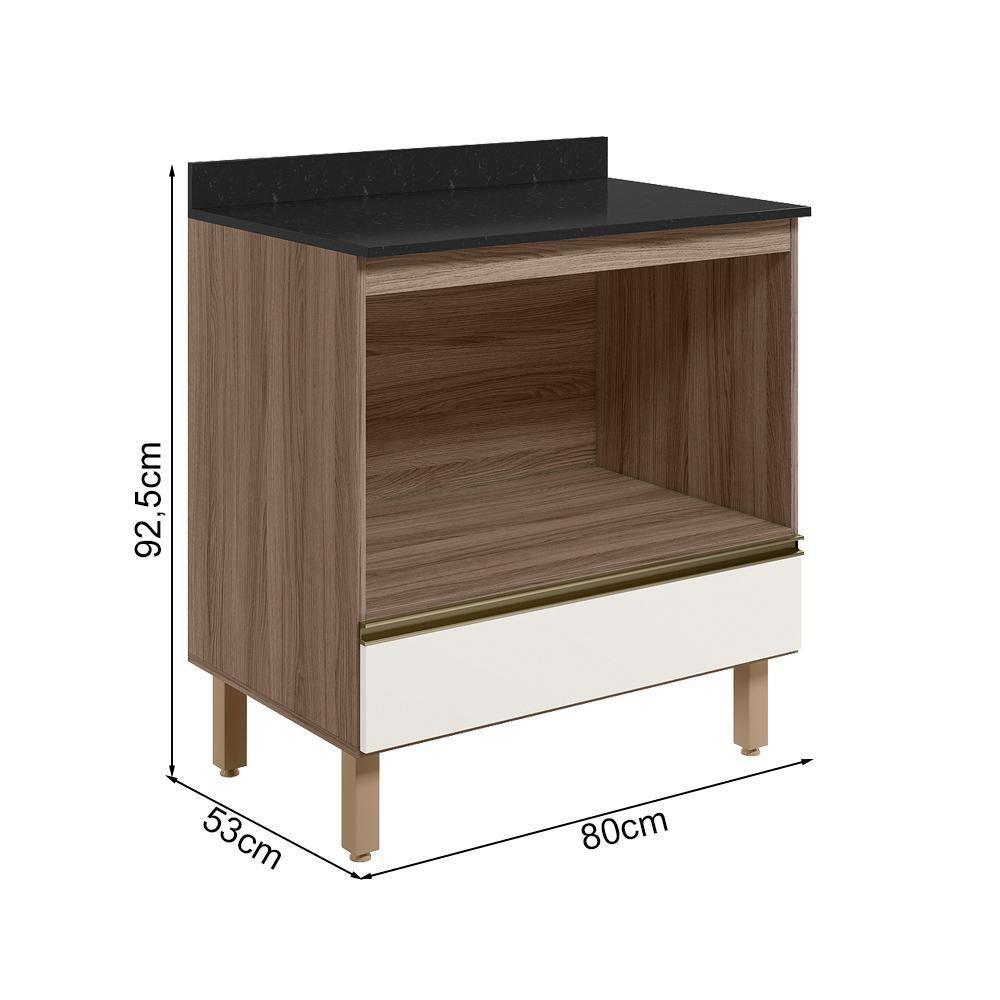 Balcao Nicho Forno 80cm Mdf Kali 16406 Carvalho Toq Off White Cetim Nicioli Carvalho Toq Off White Cetim - 3