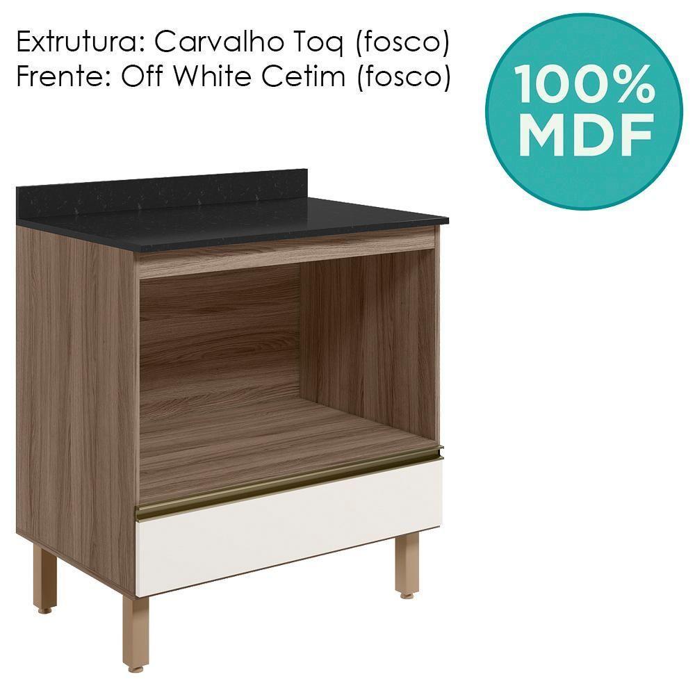 Balcao Nicho Forno 80cm Mdf Kali 16406 Carvalho Toq Off White Cetim Nicioli Carvalho Toq Off White Cetim - 5
