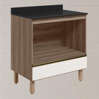 Balcao Nicho Forno 80cm Mdf Kali 16406 Carvalho Toq Off White Cetim Nicioli Carvalho Toq Off White Cetim - 2