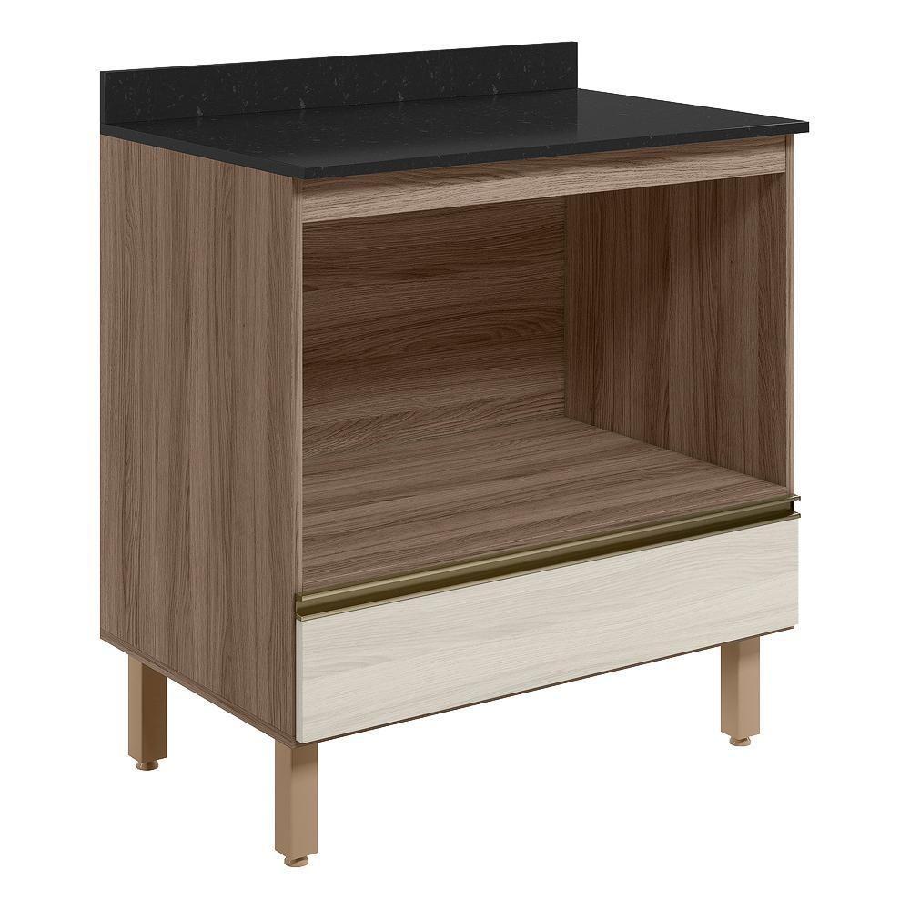 Balcao Nicho Forno 80cm Mdf Kali 16406 Carvalho Toq Bianco Toq Nicioli Carvalho Toq Bianco Toq - 1