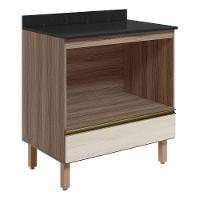 Balcao Nicho Forno 80cm Mdf Kali 16406 Carvalho Toq Bianco Toq Nicioli Carvalho Toq Bianco Toq - 1