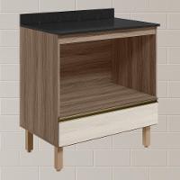 Balcao Nicho Forno 80cm Mdf Kali 16406 Carvalho Toq Bianco Toq Nicioli Carvalho Toq Bianco Toq - 2