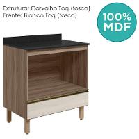 Balcao Nicho Forno 80cm Mdf Kali 16406 Carvalho Toq Bianco Toq Nicioli Carvalho Toq Bianco Toq - 5