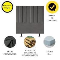 Cabeceira Estofada Cama Solteiro 90 Cm Luna Suede e Frame cinza