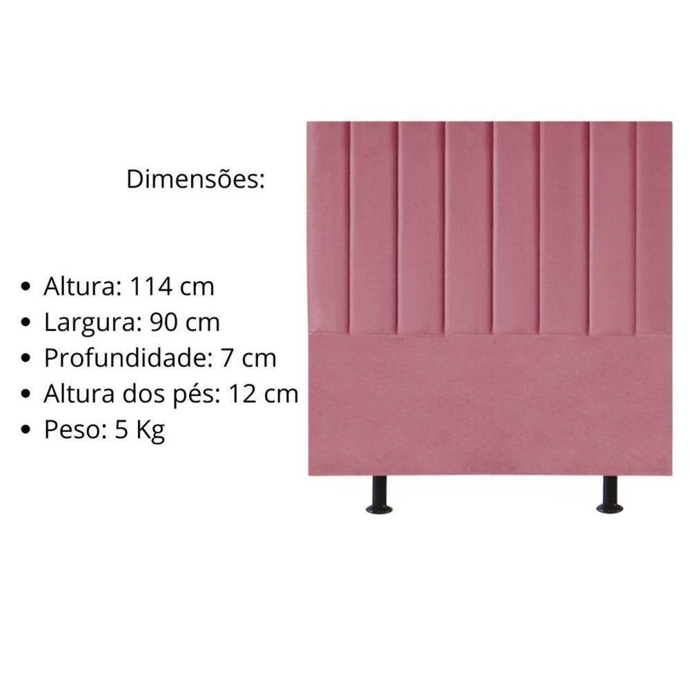 Cabeceira Estofada Cama Solteiro 90 Cm Sophia Carla Suede rosa - 5