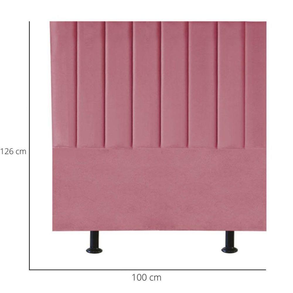 Cabeceira Estofada Cama Solteiro 100 Cm Lívia Suede E Frame rosa - 3