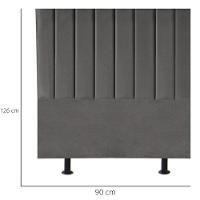 Cabeceira Estofada Cama Solteiro 90 Cm Lídia Linho E Frame cinza - 3