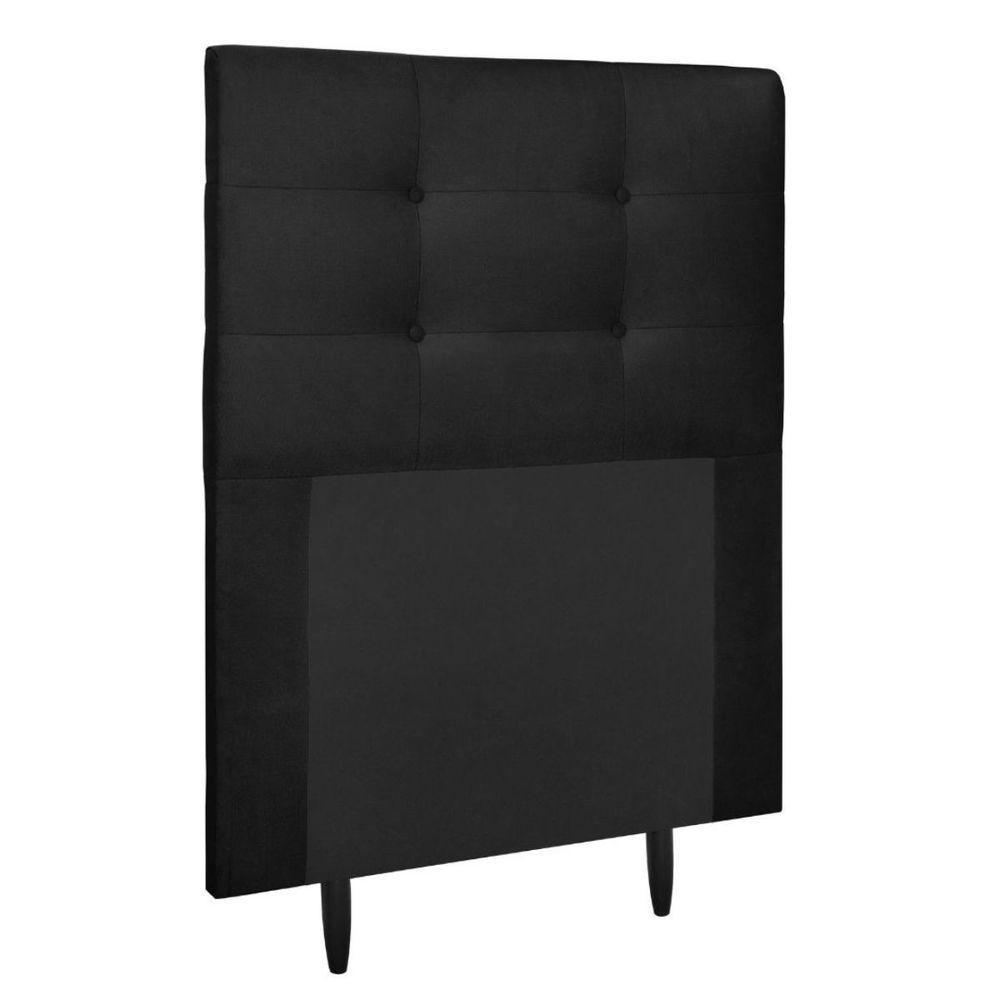 Cabeceira Estofada Cama Solteiro 90 Cm Helena Suede Preto - 1