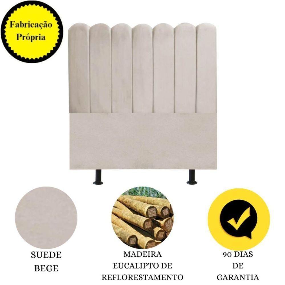 Cabeceira Nuvem Cama Box Solteiro 90 Cm Alanis Suede Bege - 4