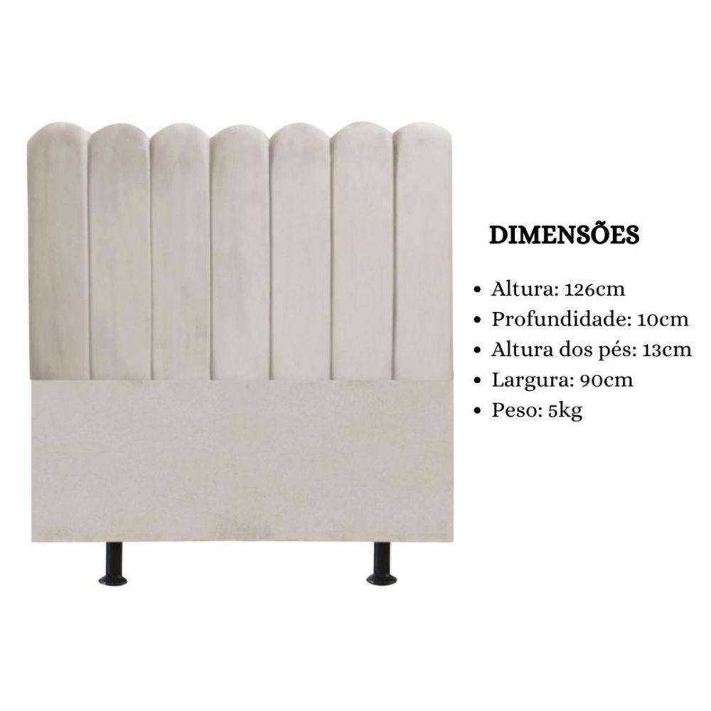 Cabeceira Nuvem Cama Box Solteiro 90 Cm Alanis Suede Bege - 5