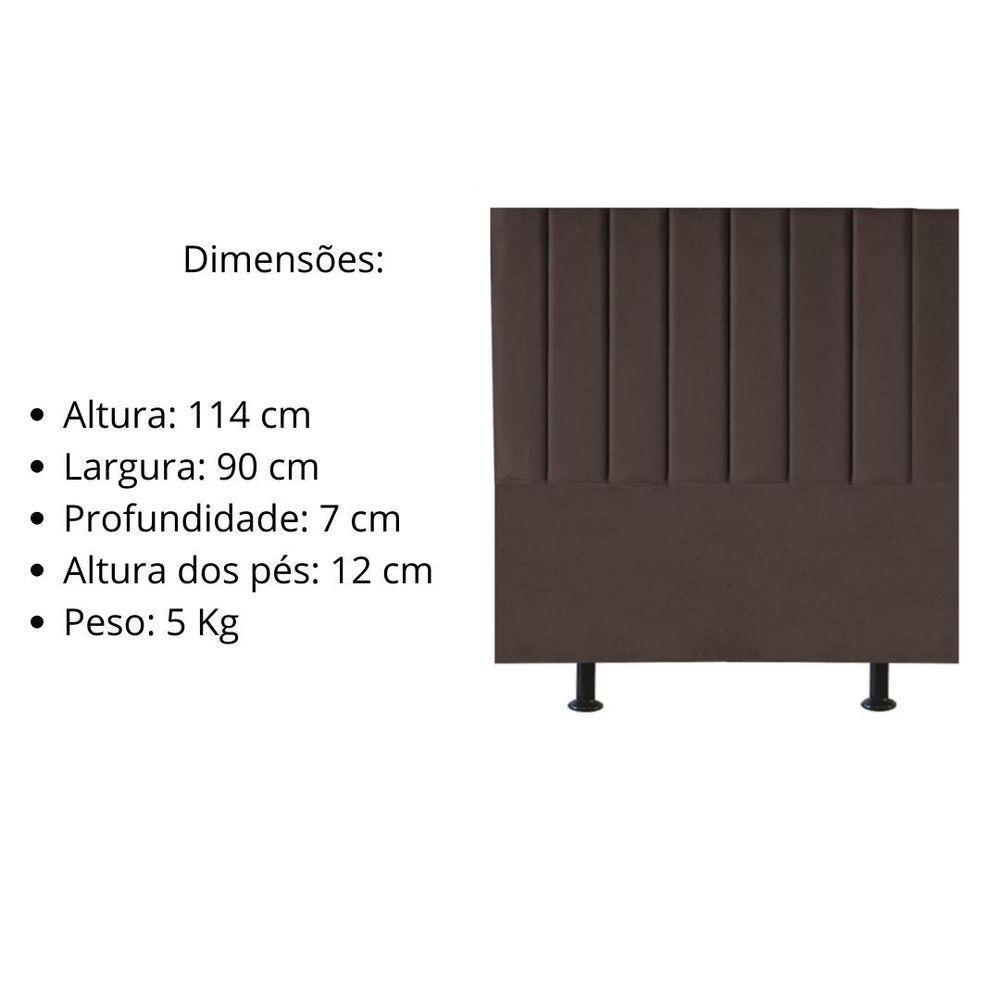 Cabeceira Estofada Cama Solteiro 90 Cm Sophia Carla Suede marrom - 5