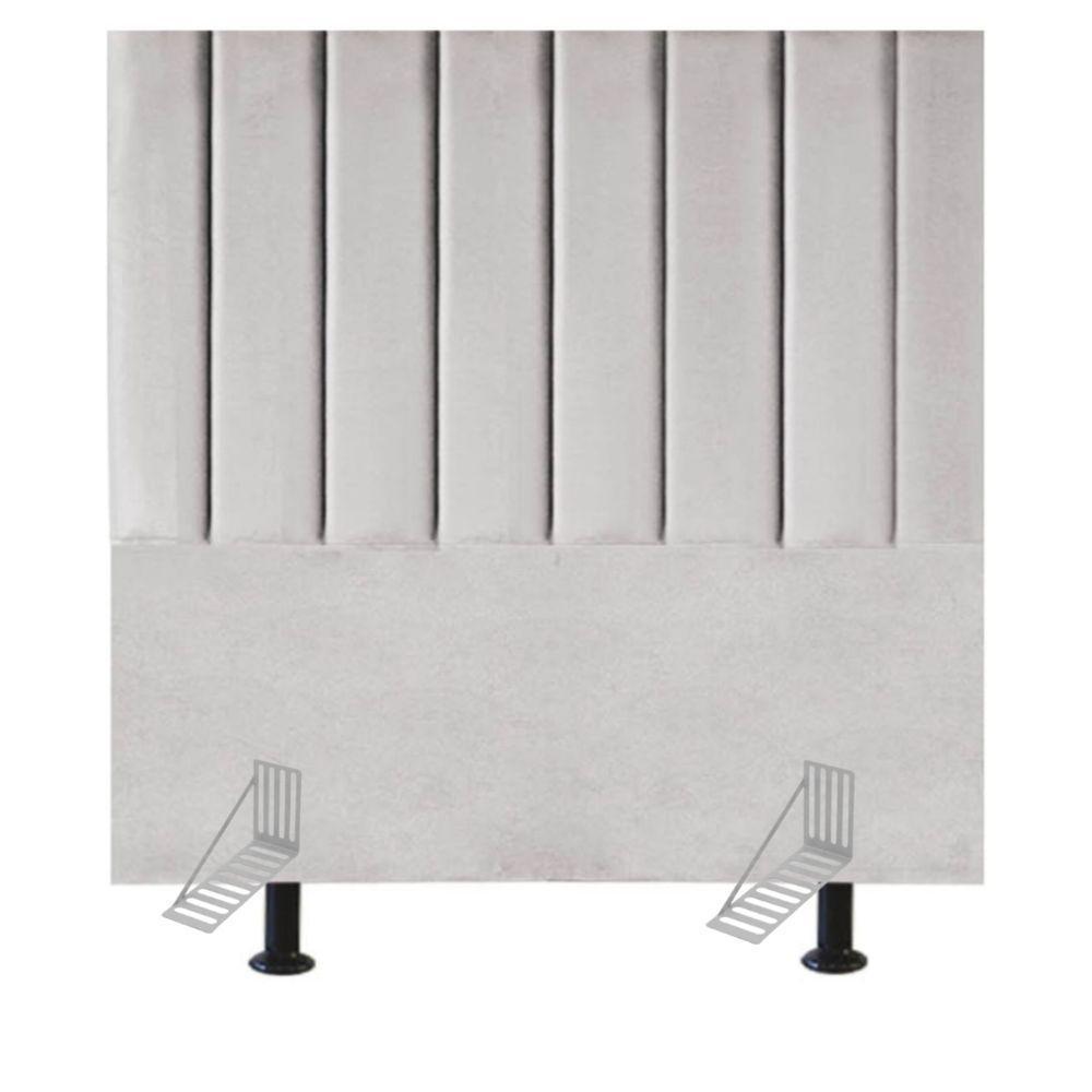 Cabeceira Estofada Cama Solteiro 90 Cm Lídia Veludo E Frame cinza Claro - 1