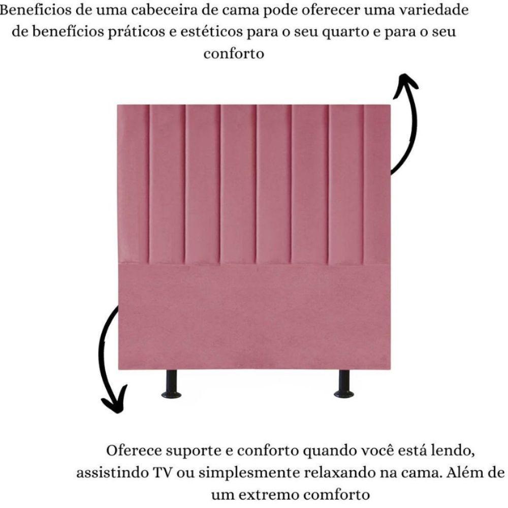 Cabeceira Cama Box Solteiro 100 Cm Sophia Carla Suede rosa - 6