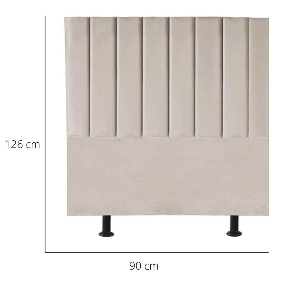 Cabeceira Estofada Cama Solteiro 90 Cm Sophia Carla Suede bege - 3