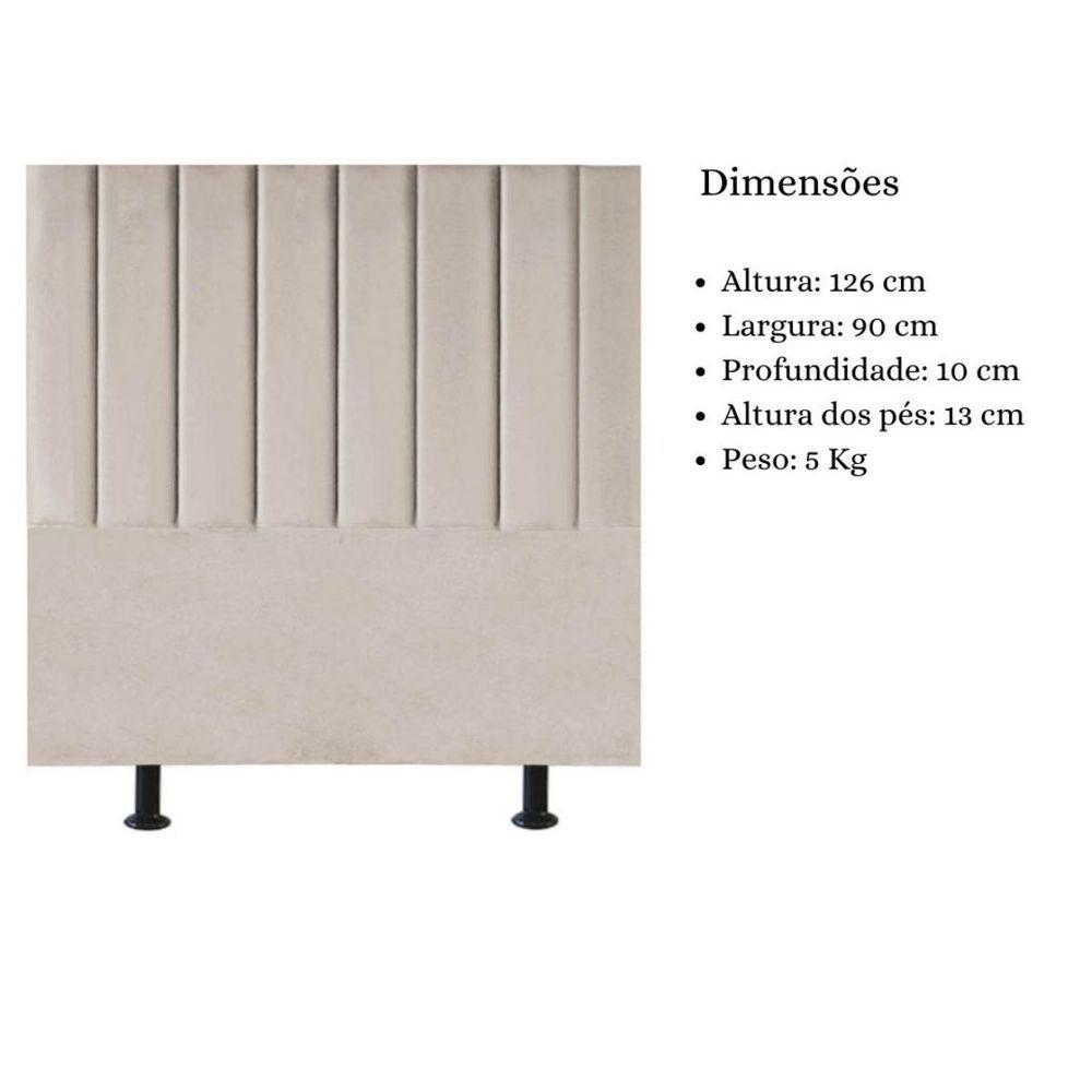 Cabeceira Estofada Cama Solteiro 90 Cm Sophia Carla Suede bege - 6