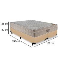 Cama Box Queen Bipartido Sintético + Colchão Ortobom Airtech Molas Ensacadas 158x198x65 Bege - 3