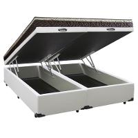 Cama Box Baú Queen Sintético Bipartido + Colchão Elegance Ortopédico Espuma D33 Extra Firme 158x198x63 Branco - 5